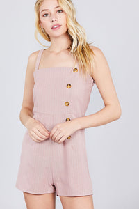 Button Down Yarn Dye Stripe Cami Linen Romper
