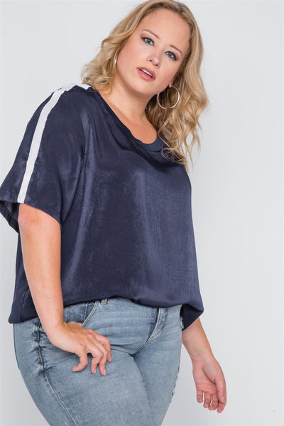 Plus Size Color Block Short Sleeve Top