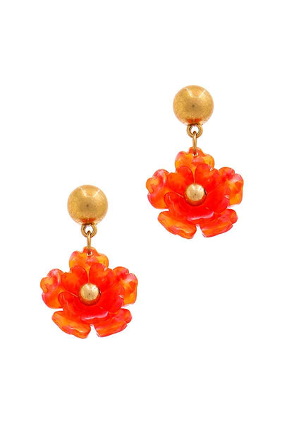 Fashion Poly Carbonate Flower Drop Earring