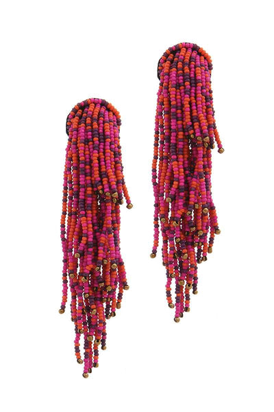 Seed Bead Multi Strand Dangle Post Drop Earring