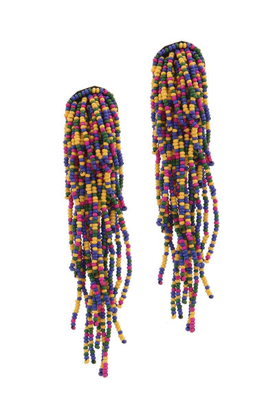 Seed Bead Multi Strand Dangle Post Drop Earring