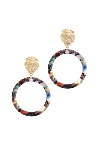 Acetate Ring Lion Linked Drop Earring