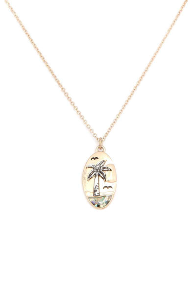 Palm Tree Oval Shape Necklace