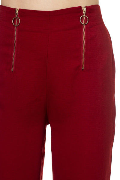 Double O-ring Zipper Up Pants