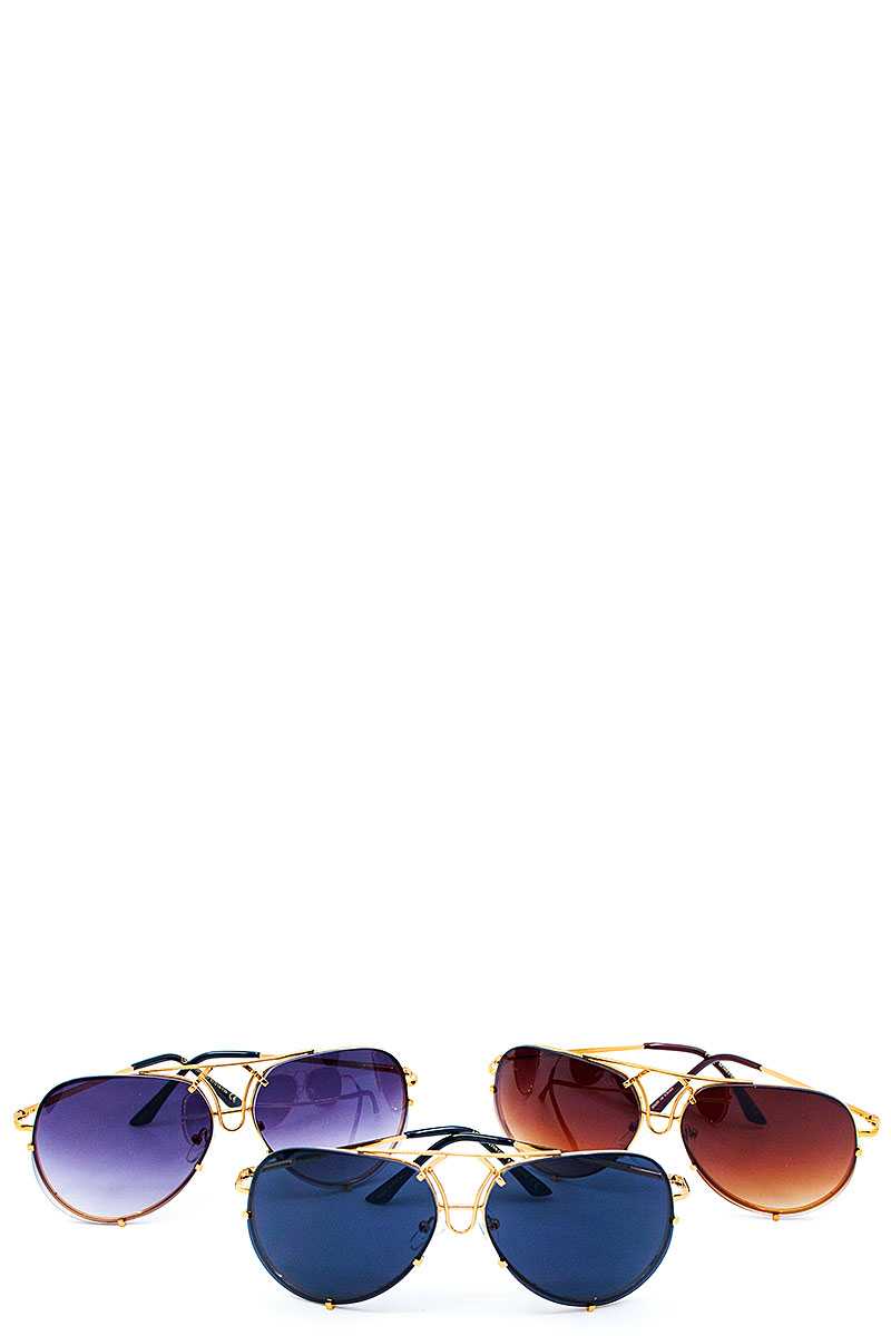 Rimless Trendy Aviators Spring Hinge Sunglasses