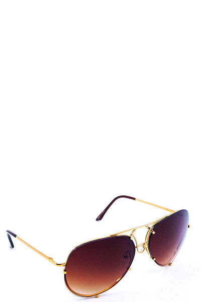 Rimless Trendy Aviators Spring Hinge Sunglasses