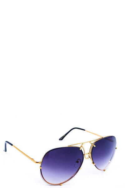 Rimless Trendy Aviators Spring Hinge Sunglasses