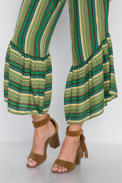 Stripe Strapless Flare Leg Jumpsuit