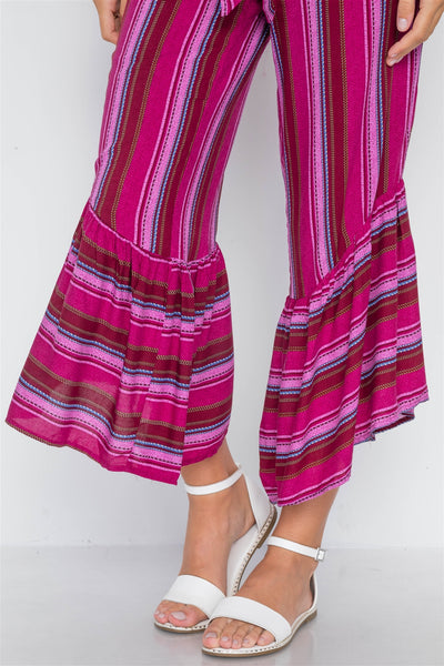 Stripe Strapless Flare Leg Jumpsuit