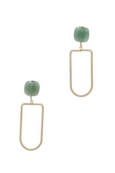 Natural Stone Metal Drop Earring
