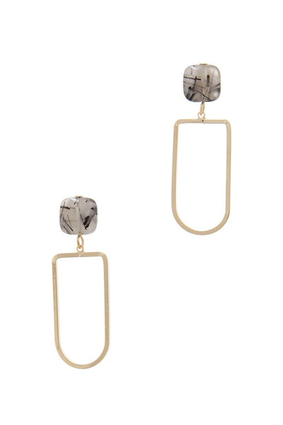 Natural Stone Metal Drop Earring