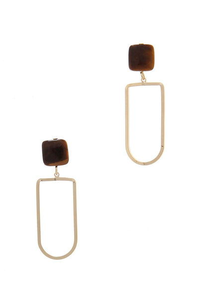 Natural Stone Metal Drop Earring