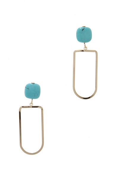 Natural Stone Metal Drop Earring
