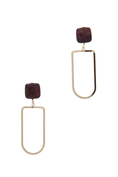 Natural Stone Metal Drop Earring