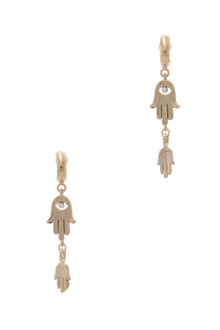 Double Hamsa Hand Drop Earring