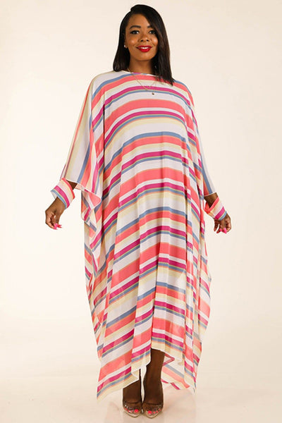Multi Stripe Woven Cover Up