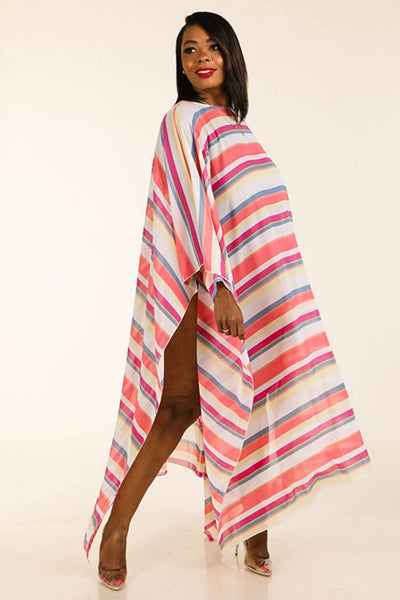 Multi Stripe Woven Cover Up