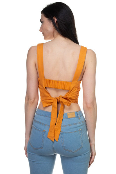 Exposed Back Sleeveless Cropped Top