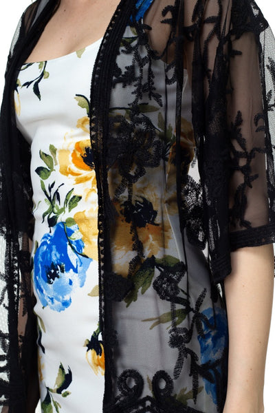 Embroidered Open Front Cardigan