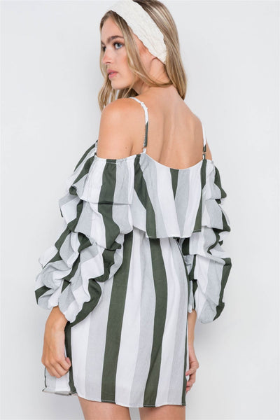 Puff-sleeve Stripe Cami Boho Dress