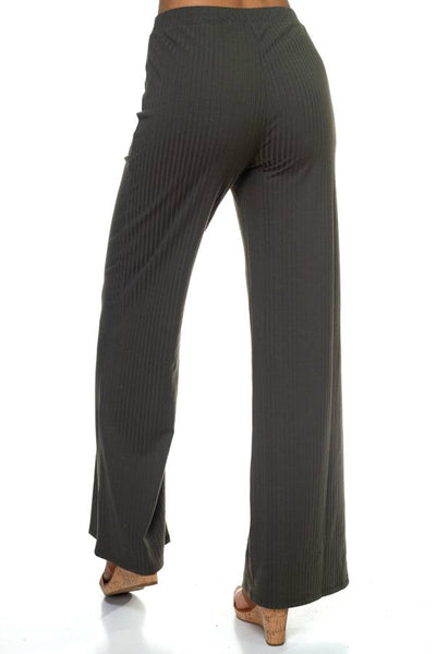 Ribbed Button Tank Top & Wide Leg Pants