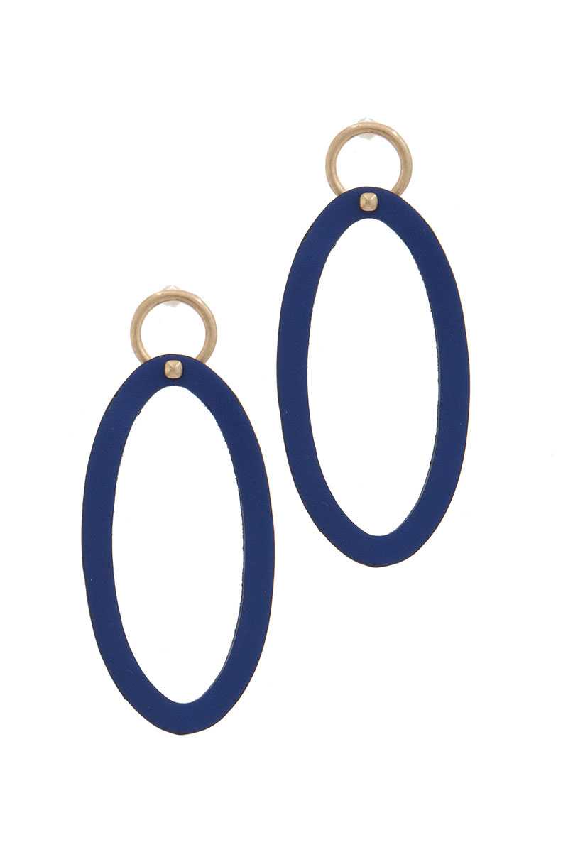 Oval Shape Circle Post Drop Earring