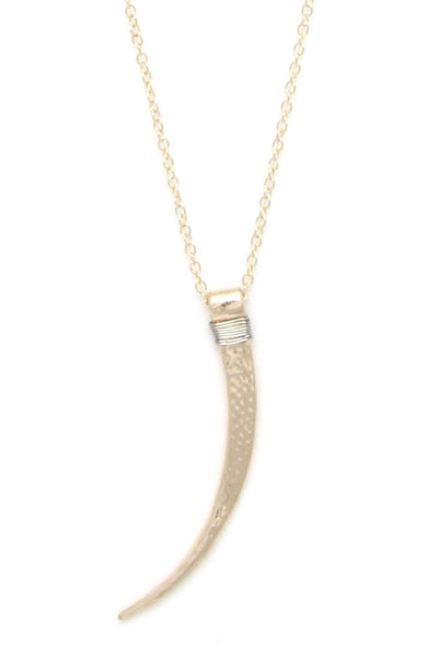 Hammered Tooth Pendant Multi Layered Necklace