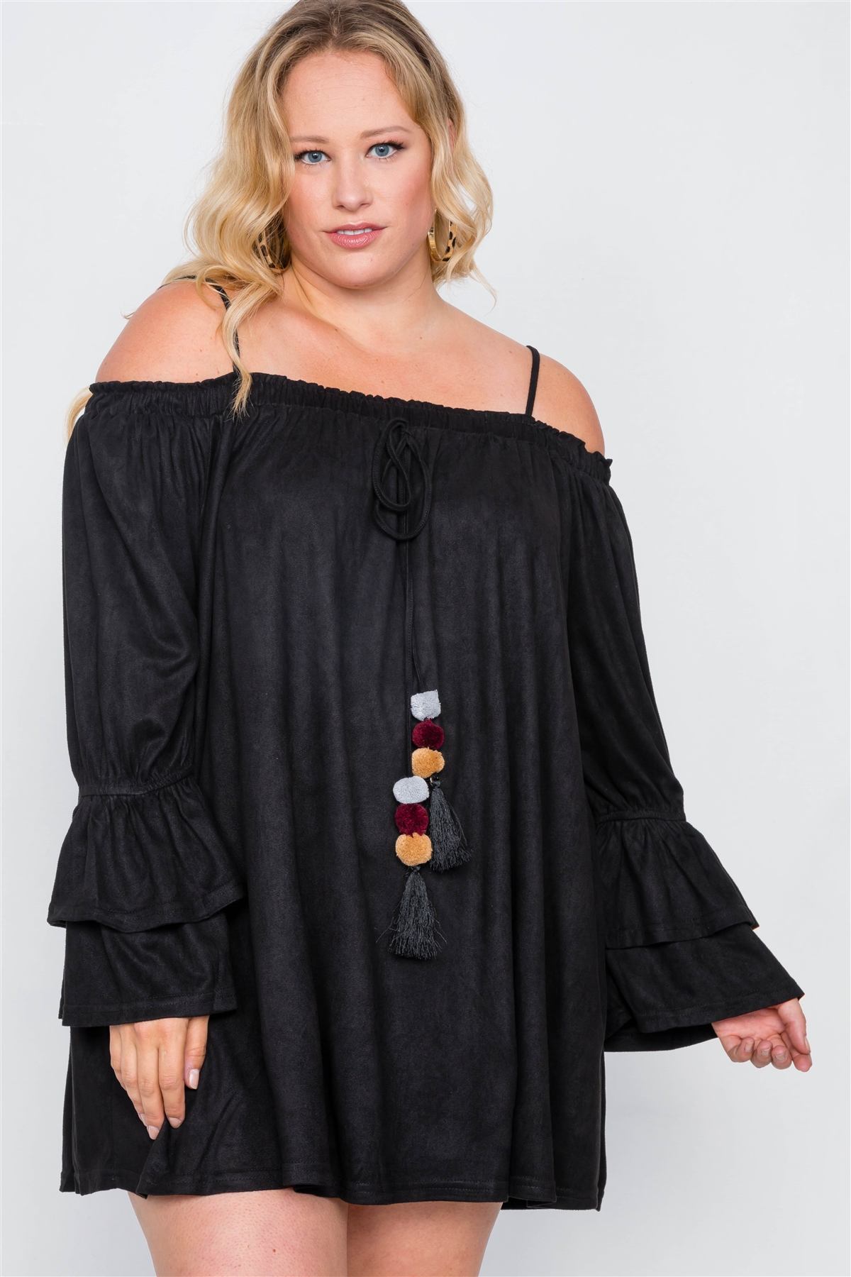 Plus Size Faux Suede Mini Dress