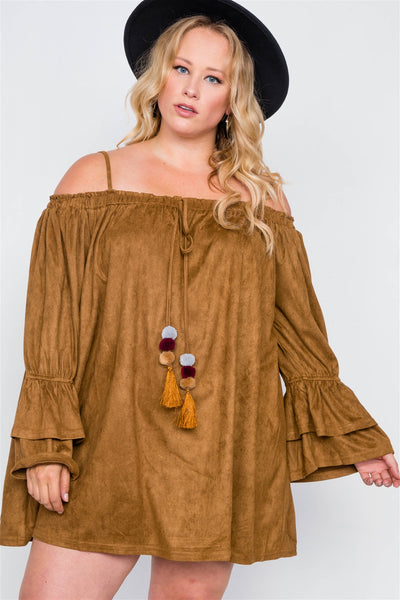 Plus Size Faux Suede Mini Dress
