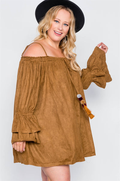 Plus Size Faux Suede Mini Dress
