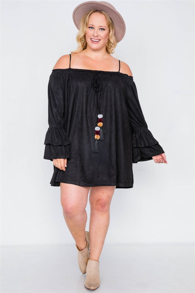 Plus Size Faux Suede Mini Dress