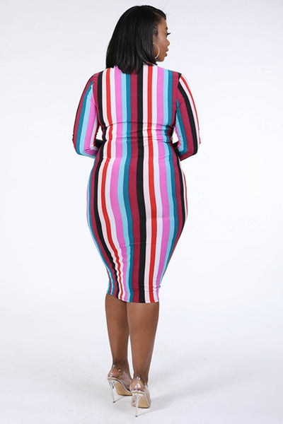 Multi Stripe Zip Up Dress