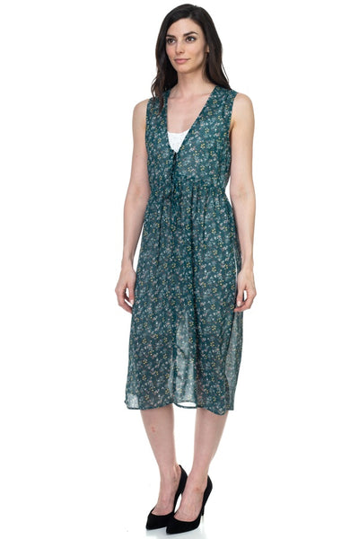 Floral Sheer Self Tie Duster