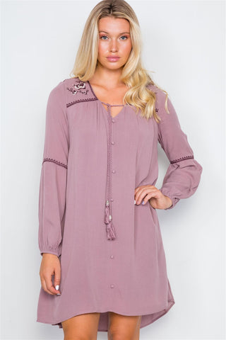 Ruby Violette Floral Embroidery Boho Dress