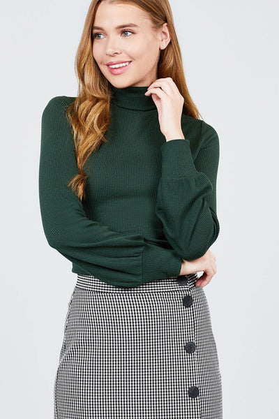 Long Sleeve Turtle Neck Rib Knit Top
