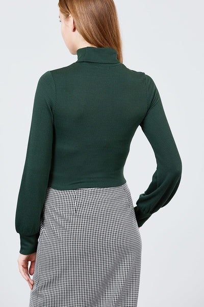 Long Sleeve Turtle Neck Rib Knit Top
