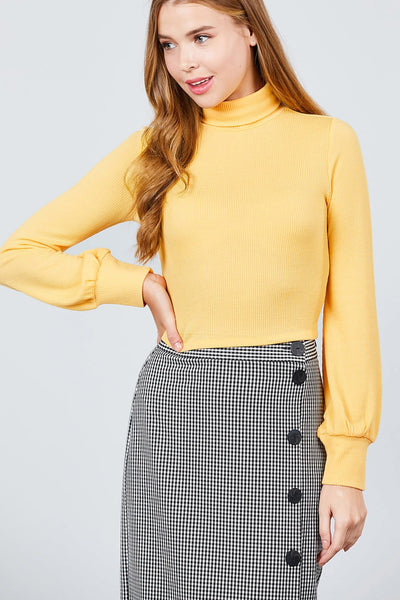 Long Sleeve Turtle Neck Rib Knit Top