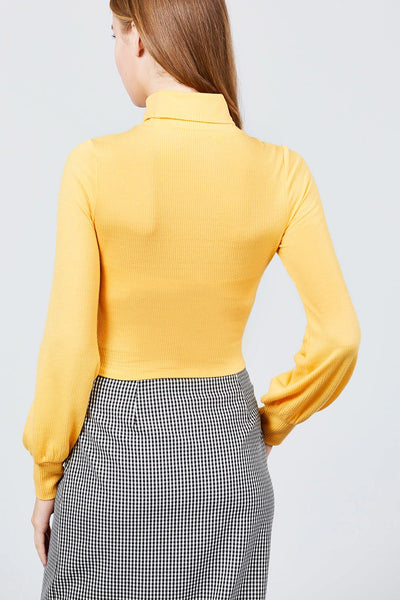 Long Sleeve Turtle Neck Rib Knit Top