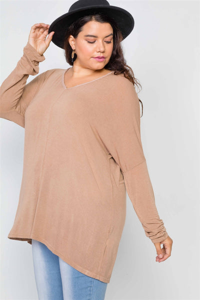 Plus Size Basic Over Sized Long Sleeve Top