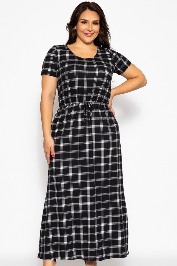 Plaid, Ankle Length Maxi Dress