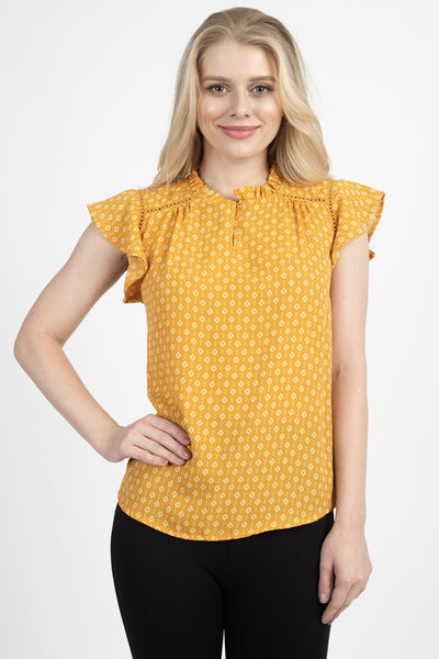 Geo Print Front Key Hole Top