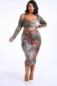 Tie Dye Top & Midi Skirt Set