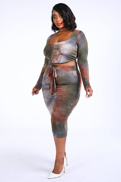 Tie Dye Top & Midi Skirt Set