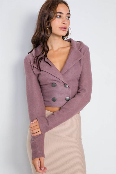Double Breasted Peacoat Crop Jacket
