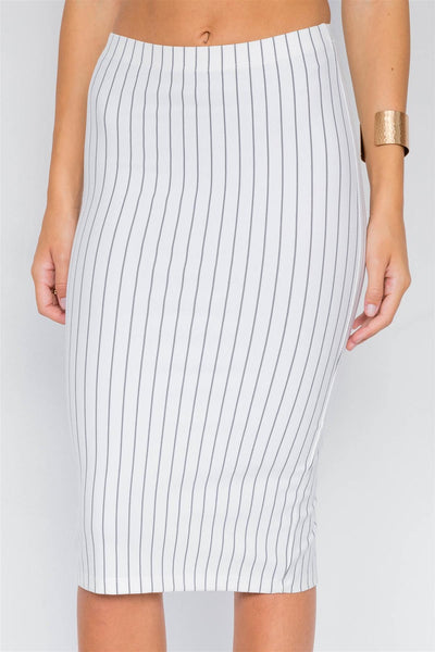 Pinstripe Lace-up Crop Top & Midi Skirt Set