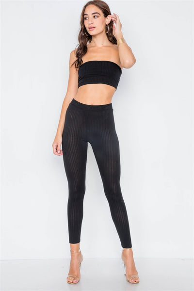Ribbed Crop Tube Top & Ankle Legging Set