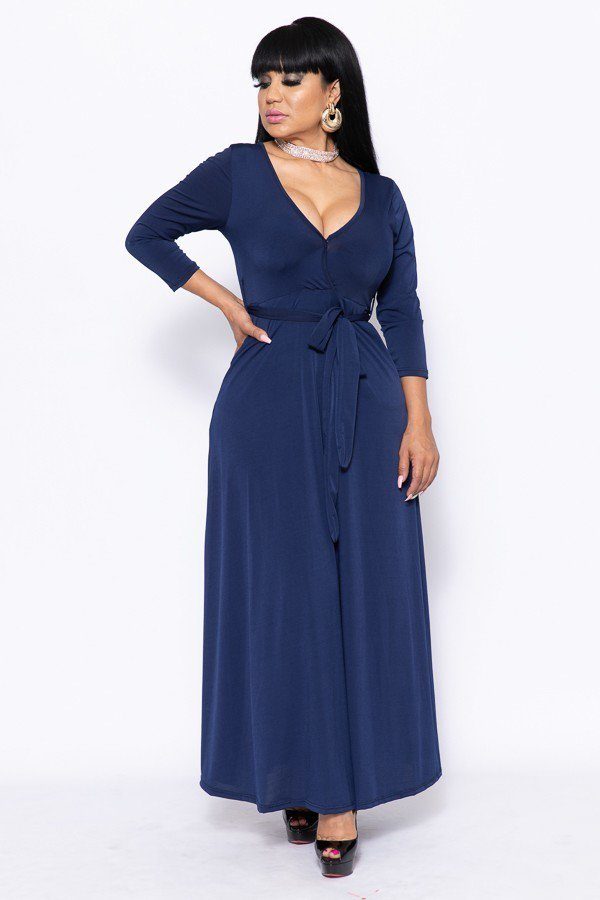 Elegant Maxi Dress With A Waist Tie