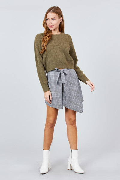 Long Sleeve Round Neck Crop Sweater