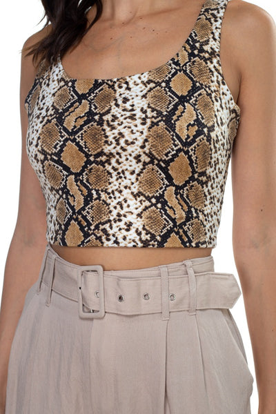 Sleeveless Animal Print Cropped Top