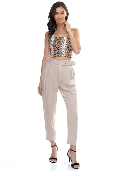 Sleeveless Animal Print Cropped Top